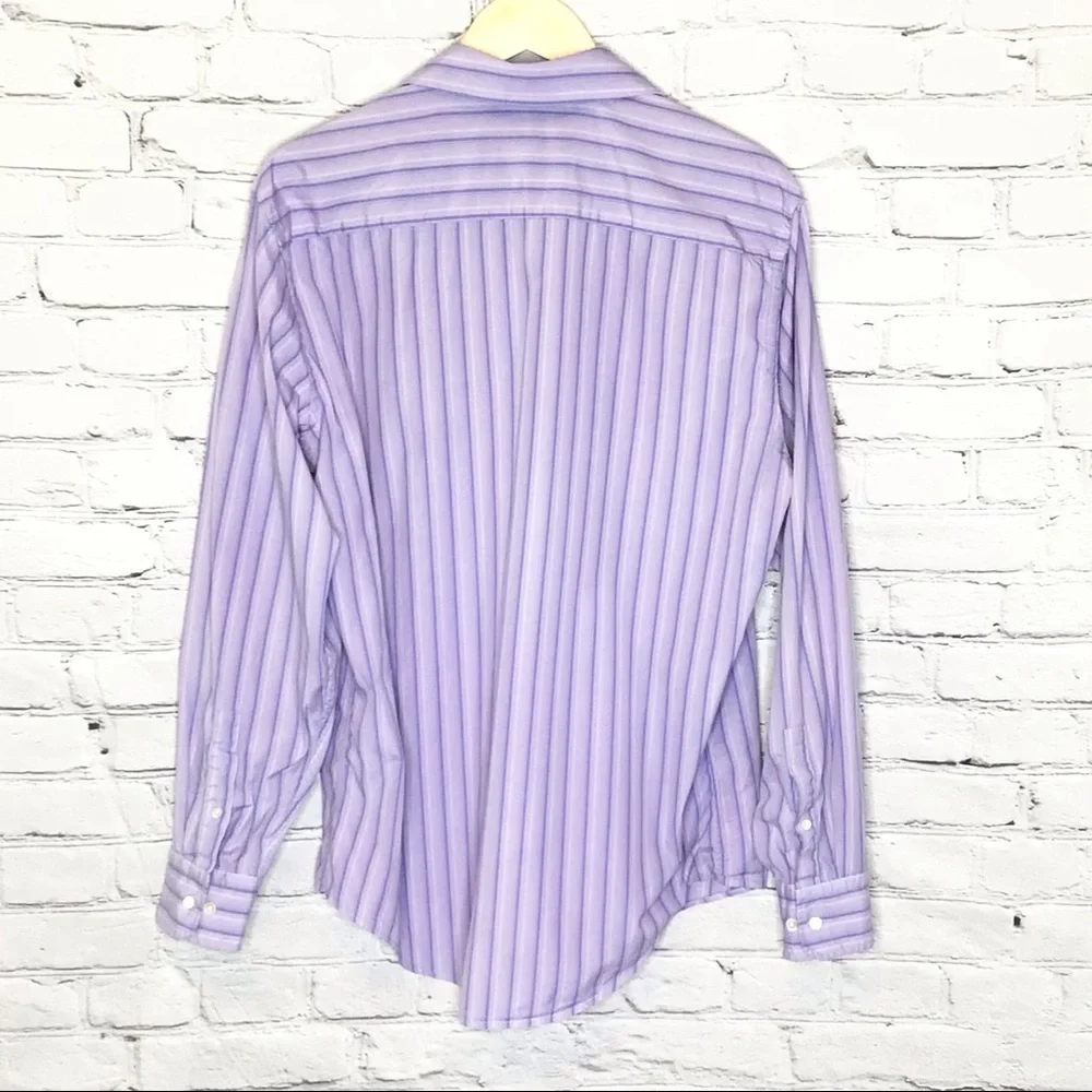 Banana Republic Custom Dyed Lilac Casual Button Down Striped Long Sleeve Large